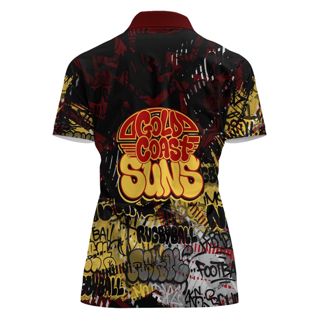 Gold Coast Suns Women Polo Shirt Urban Graffiti Street Art - Bold Abstract Spray Paint