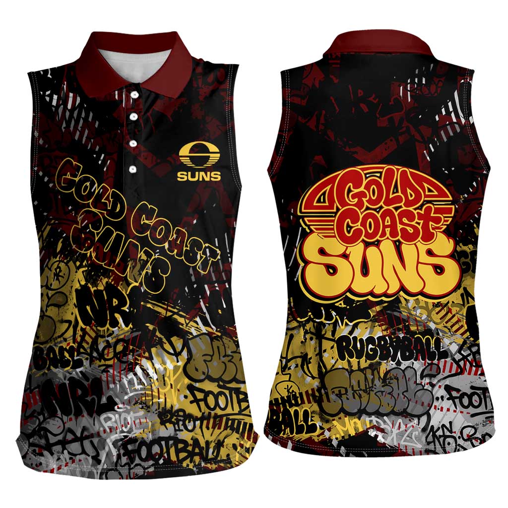 Gold Coast Suns Women Sleeveless Polo Shirt Urban Graffiti Street Art - Bold Abstract Spray Paint