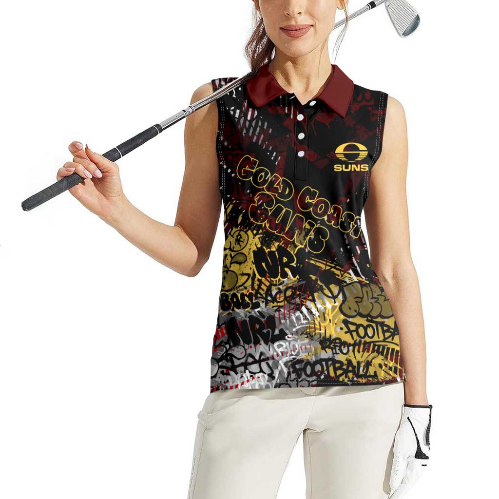 Gold Coast Suns Women Sleeveless Polo Shirt Urban Graffiti Street Art - Bold Abstract Spray Paint