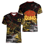 Gold Coast Suns Women V-Neck T-Shirt Urban Graffiti Street Art - Bold Abstract Spray Paint