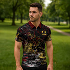 Gold Coast Suns Zipper Polo Shirt Urban Graffiti Street Art - Bold Abstract Spray Paint