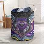 Melbourne Storm Laundry Basket The Scream of Lightning Eyes - Indigenous Dot Ripping Effect