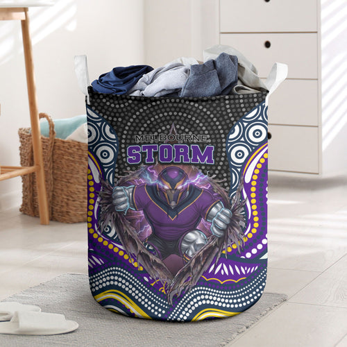 Melbourne Storm Laundry Basket The Scream of Lightning Eyes - Indigenous Dot Ripping Effect