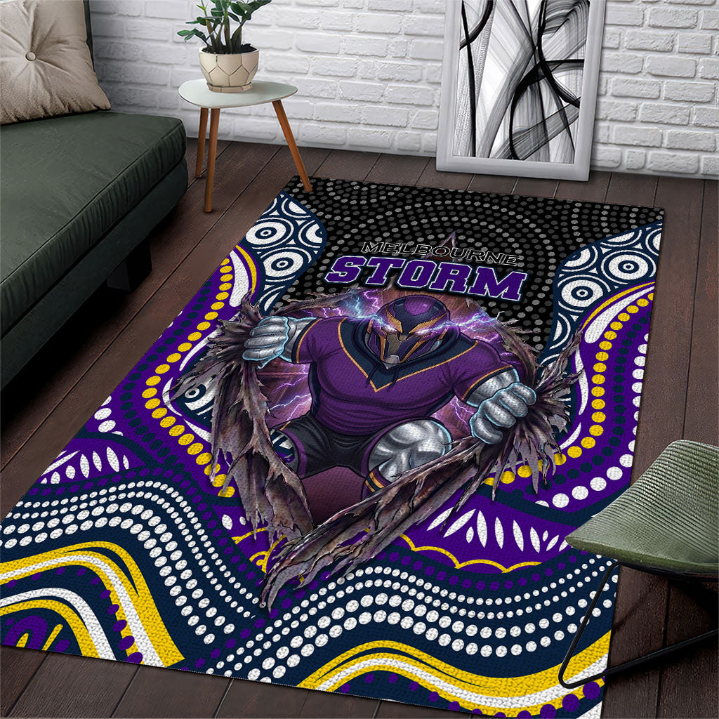 Melbourne Storm Area Rug The Scream of Lightning Eyes - Indigenous Dot Ripping Effect