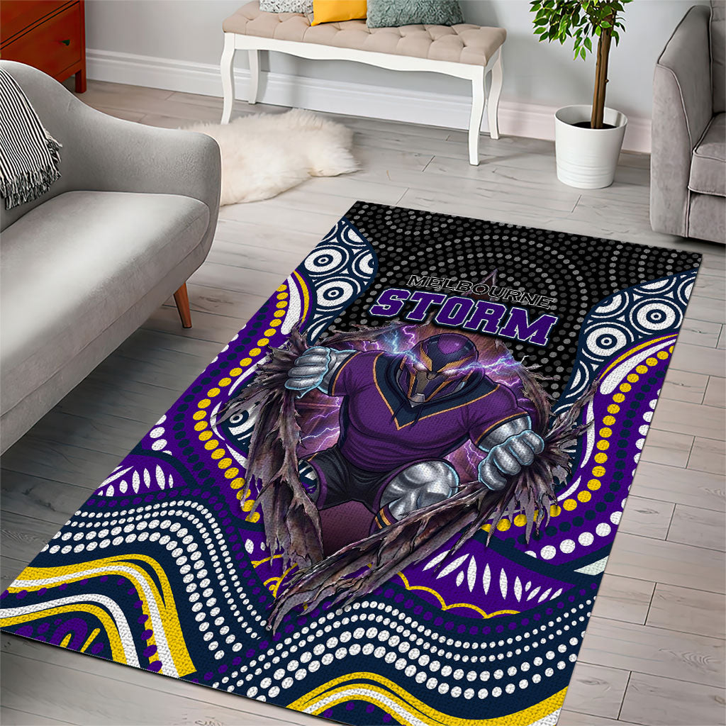 Melbourne Storm Area Rug The Scream of Lightning Eyes - Indigenous Dot Ripping Effect