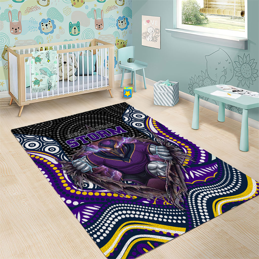 Melbourne Storm Area Rug The Scream of Lightning Eyes - Indigenous Dot Ripping Effect