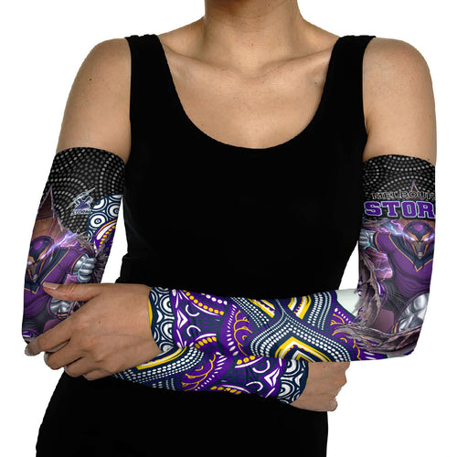 Melbourne Storm Arm Sleeves The Scream of Lightning Eyes - Indigenous Dot Ripping Effect
