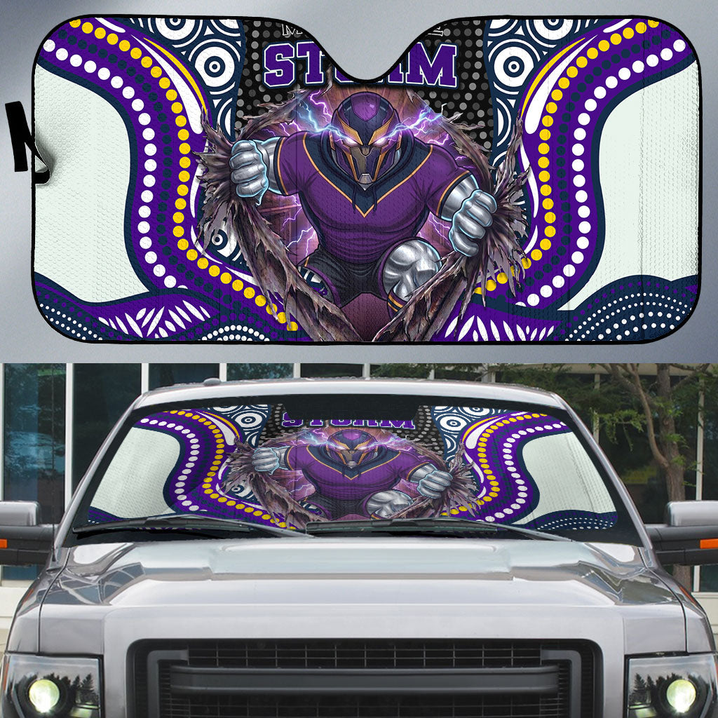 Melbourne Storm Auto Sun Shade The Scream of Lightning Eyes - Indigenous Dot Ripping Effect