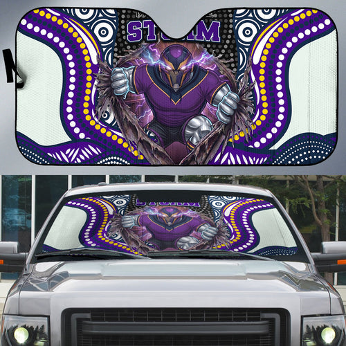Melbourne Storm Auto Sun Shade The Scream of Lightning Eyes - Indigenous Dot Ripping Effect