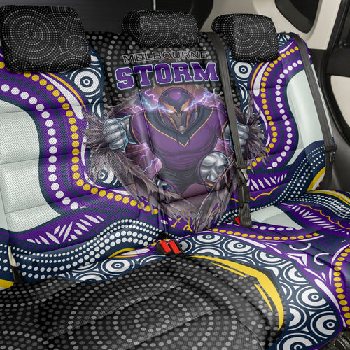 Melbourne Storm Back Car Seat Cover The Scream of Lightning Eyes - Indigenous Dot Ripping Effect