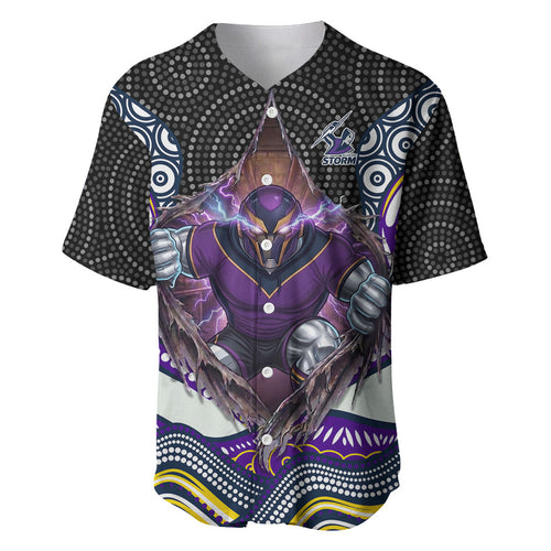Melbourne Storm Baseball Jersey The Scream of Lightning Eyes - Indigenous Dot Ripping Effect