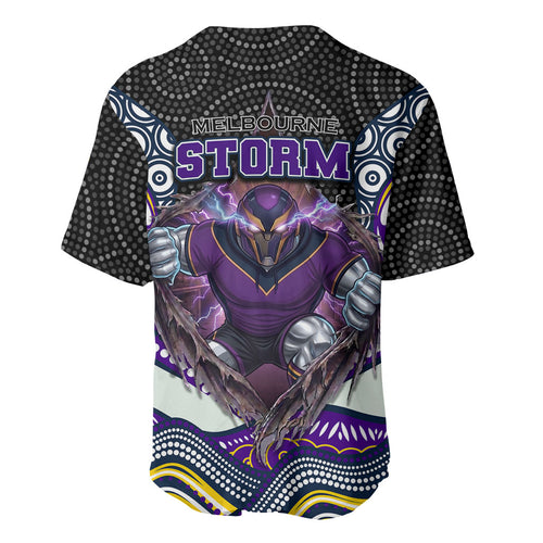 Melbourne Storm Baseball Jersey The Scream of Lightning Eyes - Indigenous Dot Ripping Effect