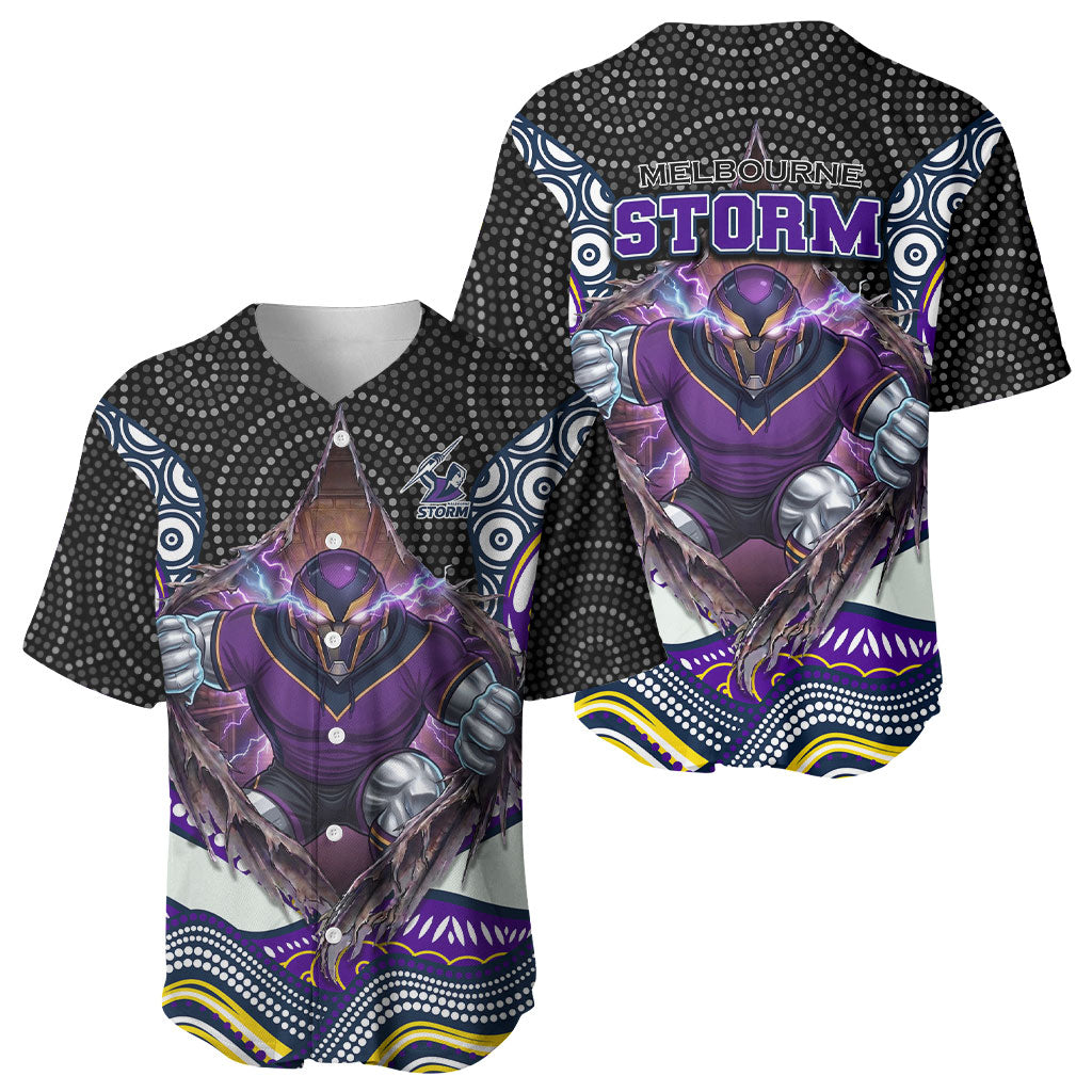 Melbourne Storm Baseball Jersey The Scream of Lightning Eyes - Indigenous Dot Ripping Effect