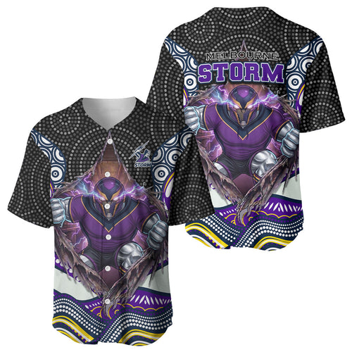 Melbourne Storm Baseball Jersey The Scream of Lightning Eyes - Indigenous Dot Ripping Effect