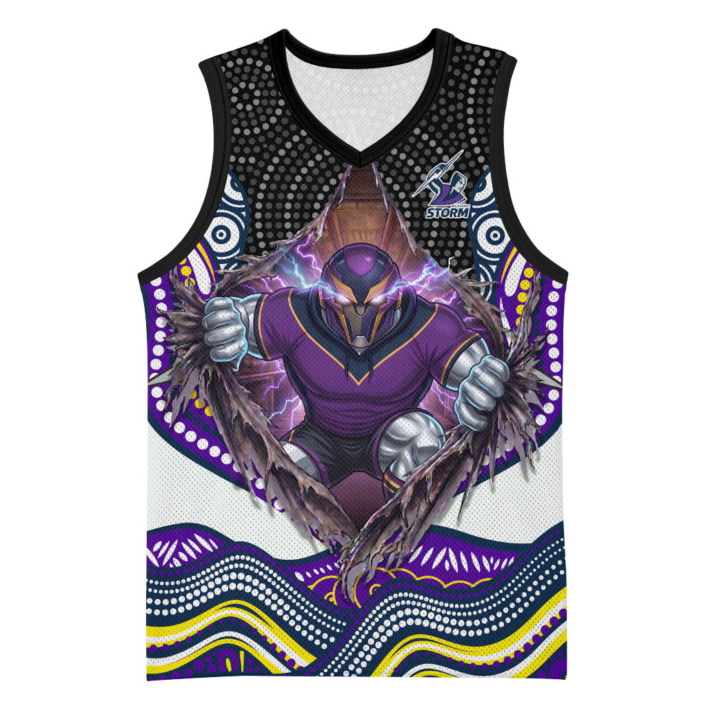 Melbourne Storm Basketball Jersey The Scream of Lightning Eyes - Indigenous Dot Ripping Effect