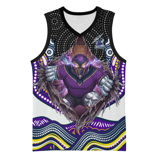 Melbourne Storm Basketball Jersey The Scream of Lightning Eyes - Indigenous Dot Ripping Effect