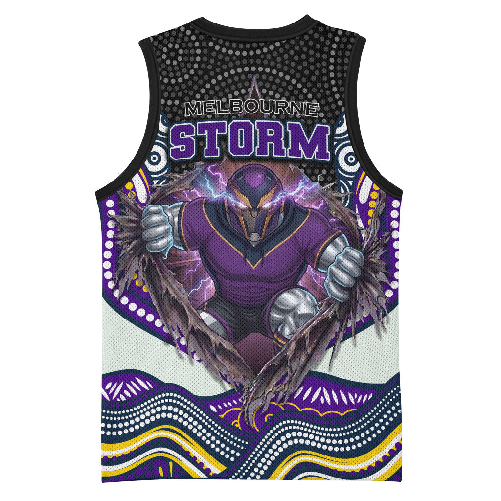Melbourne Storm Basketball Jersey The Scream of Lightning Eyes - Indigenous Dot Ripping Effect