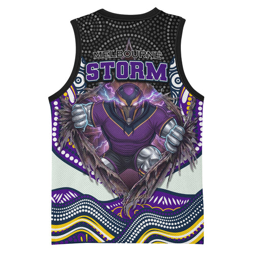 Melbourne Storm Basketball Jersey The Scream of Lightning Eyes - Indigenous Dot Ripping Effect