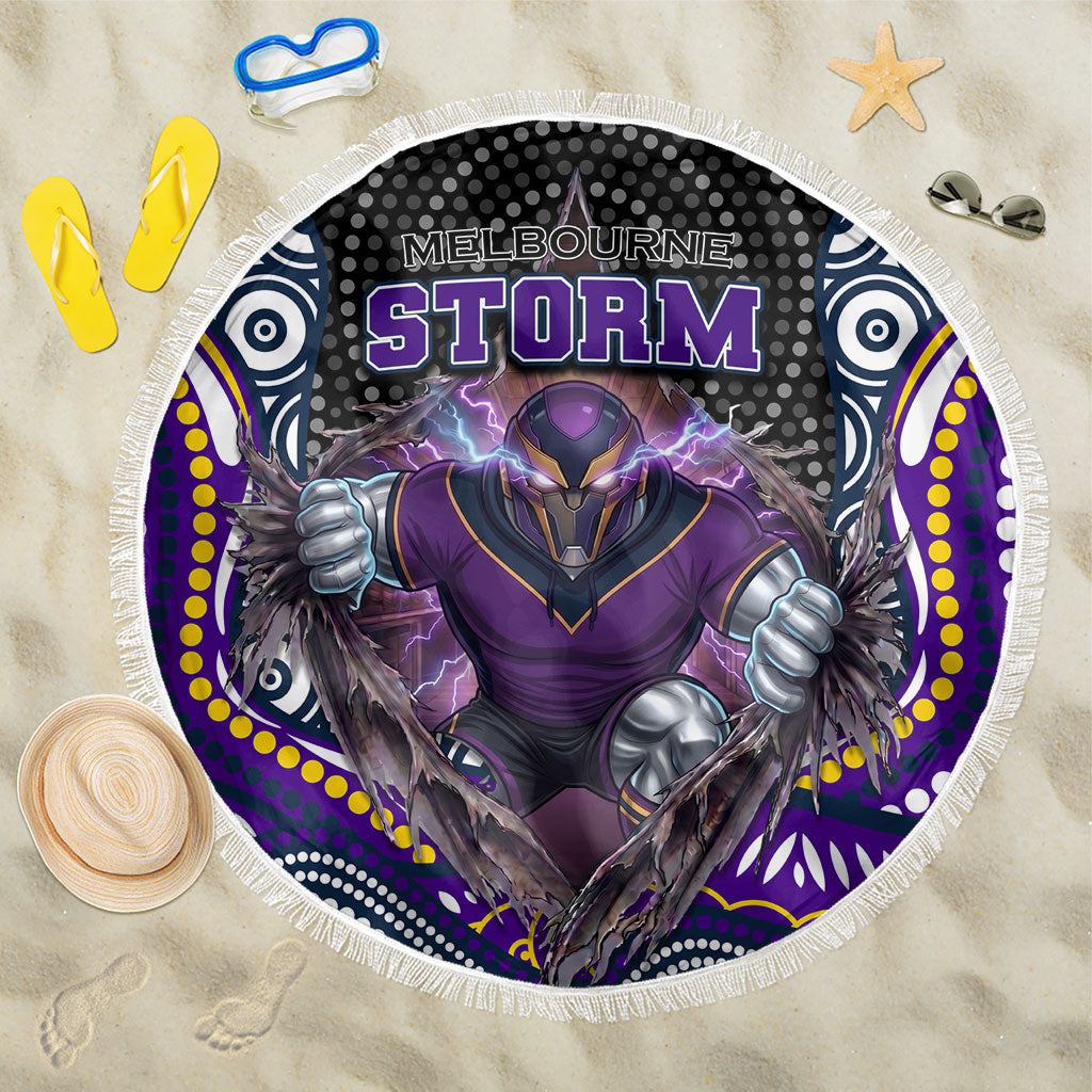 Melbourne Storm Beach Blanket The Scream of Lightning Eyes - Indigenous Dot Ripping Effect
