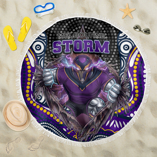 Melbourne Storm Beach Blanket The Scream of Lightning Eyes - Indigenous Dot Ripping Effect