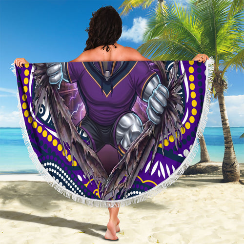 Melbourne Storm Beach Blanket The Scream of Lightning Eyes - Indigenous Dot Ripping Effect