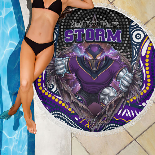 Melbourne Storm Beach Blanket The Scream of Lightning Eyes - Indigenous Dot Ripping Effect