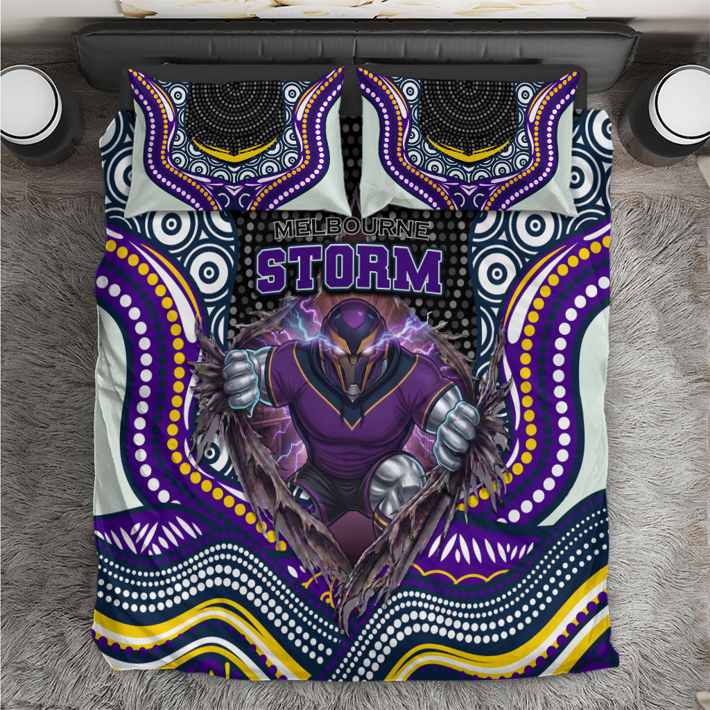 Melbourne Storm Bedding Set The Scream of Lightning Eyes - Indigenous Dot Ripping Effect