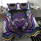 Melbourne Storm Bedding Set The Scream of Lightning Eyes - Indigenous Dot Ripping Effect