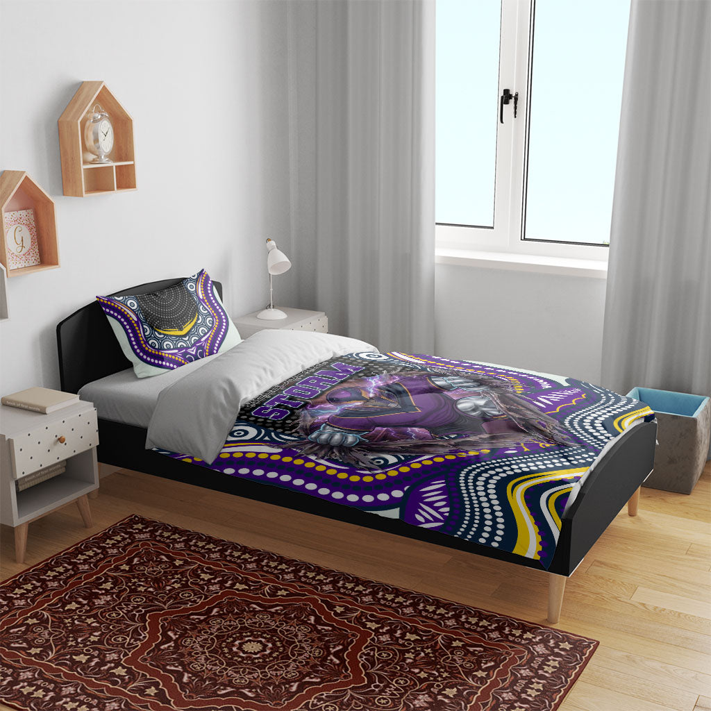 Melbourne Storm Bedding Set The Scream of Lightning Eyes - Indigenous Dot Ripping Effect