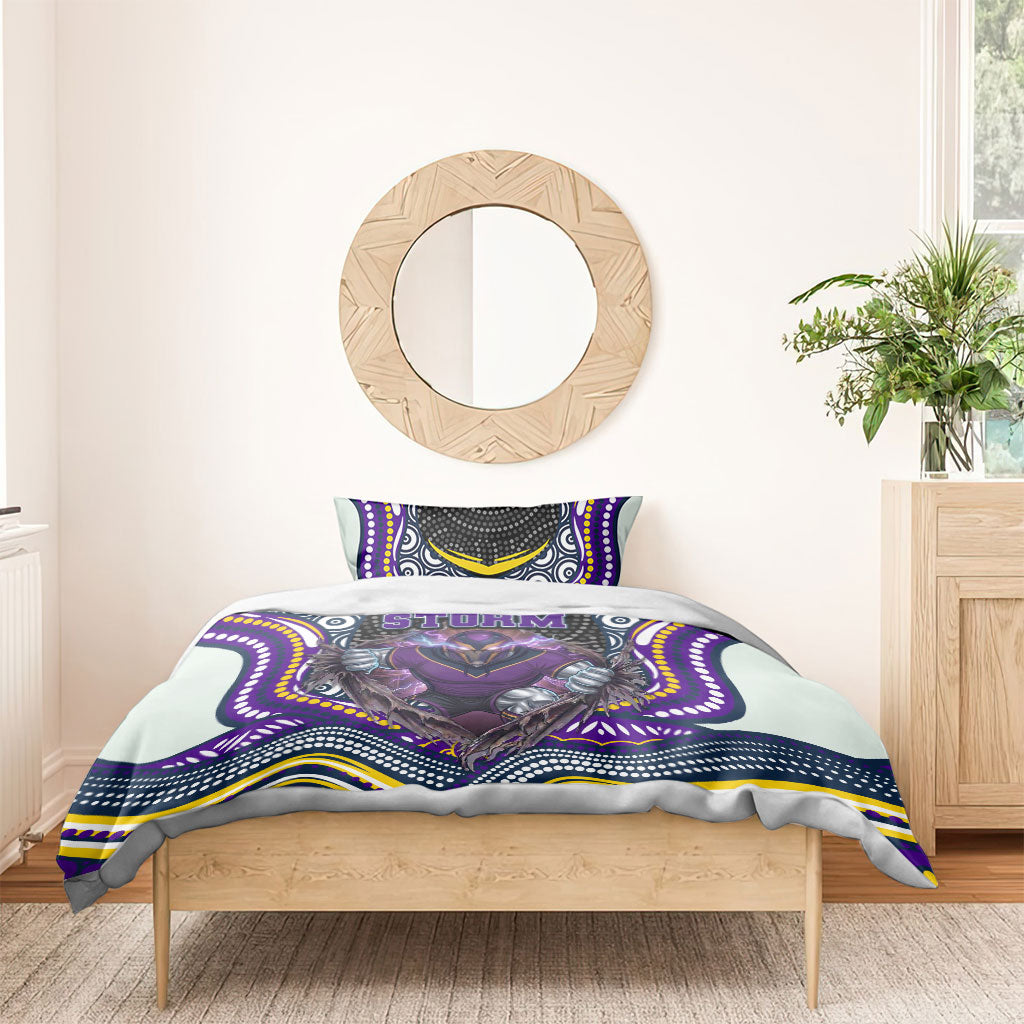 Melbourne Storm Bedding Set The Scream of Lightning Eyes - Indigenous Dot Ripping Effect