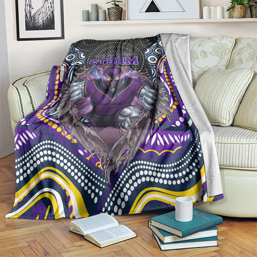 Melbourne Storm Blanket The Scream of Lightning Eyes - Indigenous Dot Ripping Effect