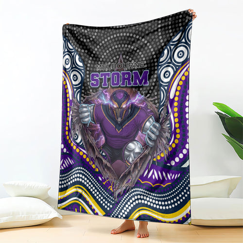 Melbourne Storm Blanket The Scream of Lightning Eyes - Indigenous Dot Ripping Effect