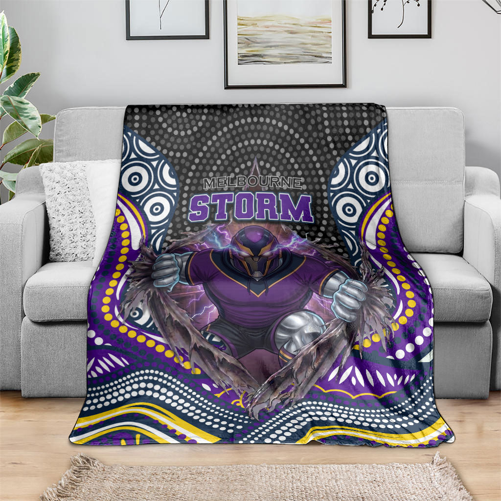Melbourne Storm Blanket The Scream of Lightning Eyes - Indigenous Dot Ripping Effect