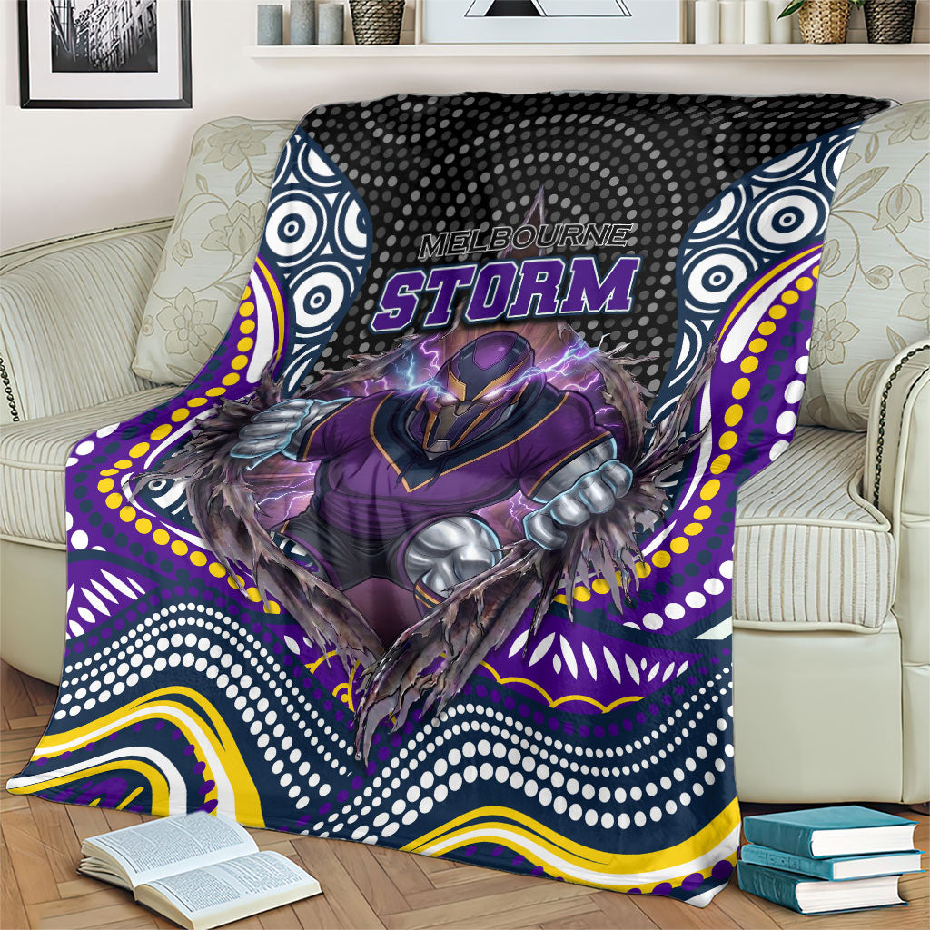 Melbourne Storm Blanket The Scream of Lightning Eyes - Indigenous Dot Ripping Effect