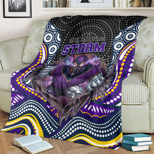 Melbourne Storm Blanket The Scream of Lightning Eyes - Indigenous Dot Ripping Effect