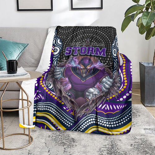 Melbourne Storm Blanket The Scream of Lightning Eyes - Indigenous Dot Ripping Effect