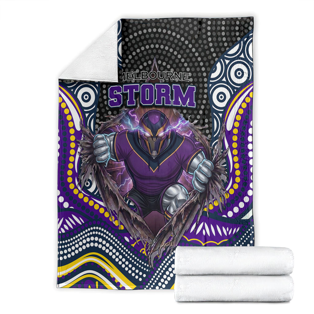 Melbourne Storm Blanket The Scream of Lightning Eyes - Indigenous Dot Ripping Effect