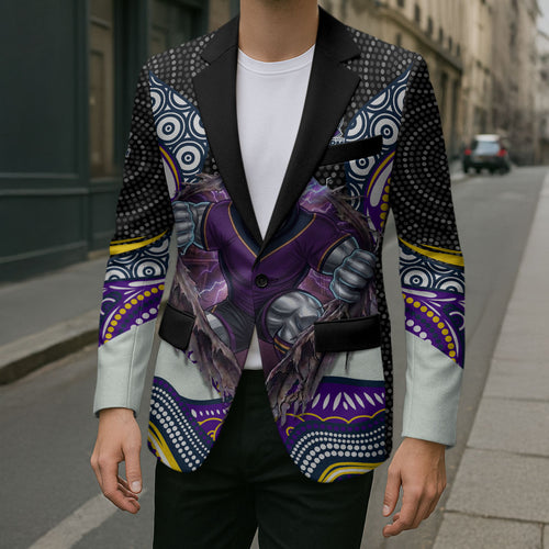 Melbourne Storm Blazer The Scream of Lightning Eyes - Indigenous Dot Ripping Effect