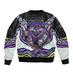 Melbourne Storm Bomber Jacket The Scream of Lightning Eyes - Indigenous Dot Ripping Effect