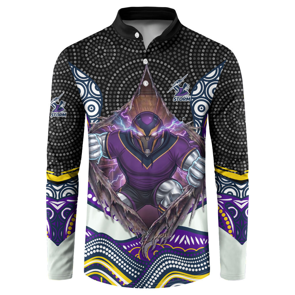 Melbourne Storm Button Sweatshirt The Scream of Lightning Eyes - Indigenous Dot Ripping Effect