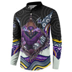 Melbourne Storm Button Sweatshirt The Scream of Lightning Eyes - Indigenous Dot Ripping Effect