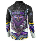 Melbourne Storm Button Sweatshirt The Scream of Lightning Eyes - Indigenous Dot Ripping Effect