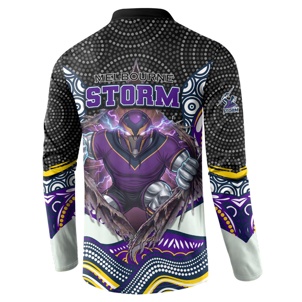Melbourne Storm Button Sweatshirt The Scream of Lightning Eyes - Indigenous Dot Ripping Effect