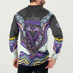 Melbourne Storm Button Sweatshirt The Scream of Lightning Eyes - Indigenous Dot Ripping Effect