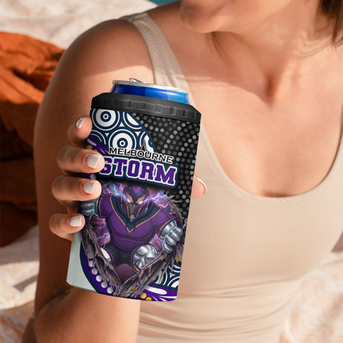 Melbourne Storm 4 in 1 Can Cooler Tumbler The Scream of Lightning Eyes - Indigenous Dot Ripping Effect