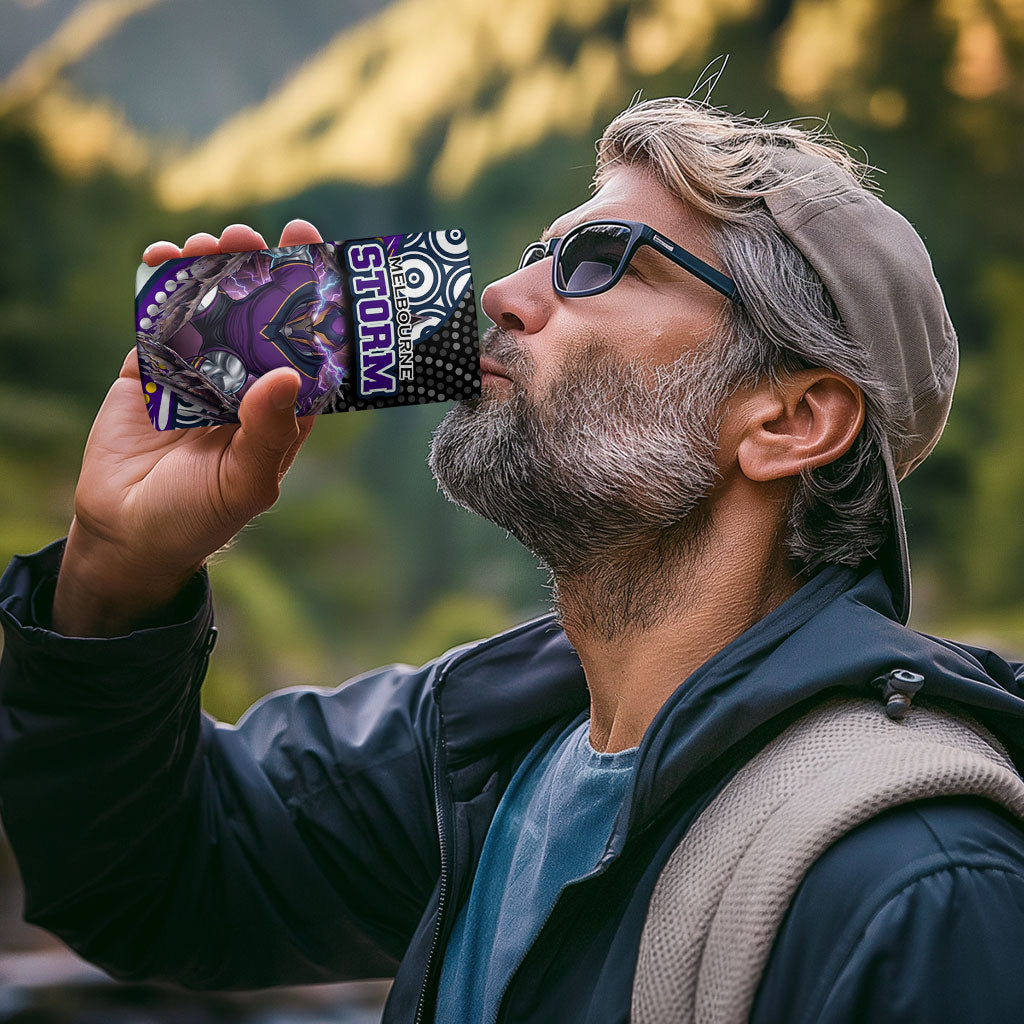 Melbourne Storm 4 in 1 Can Cooler Tumbler The Scream of Lightning Eyes - Indigenous Dot Ripping Effect