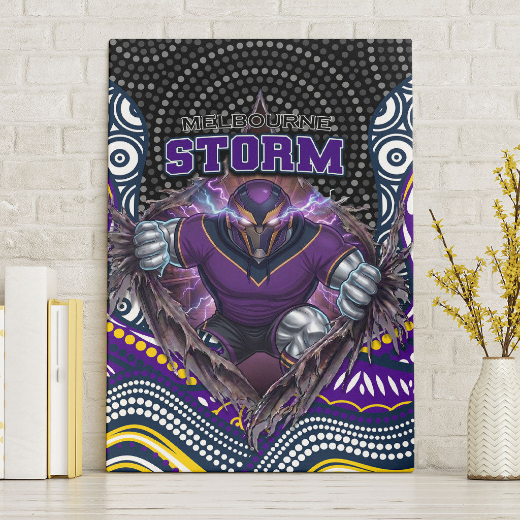 Melbourne Storm Canvas Wall Art The Scream of Lightning Eyes - Indigenous Dot Ripping Effect