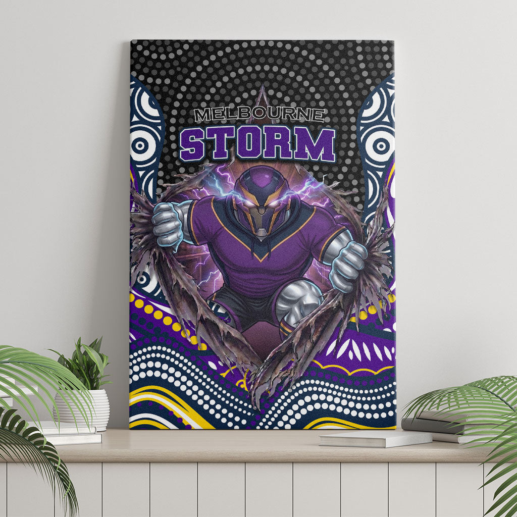 Melbourne Storm Canvas Wall Art The Scream of Lightning Eyes - Indigenous Dot Ripping Effect