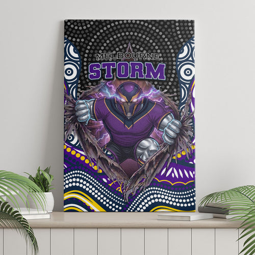Melbourne Storm Canvas Wall Art The Scream of Lightning Eyes - Indigenous Dot Ripping Effect