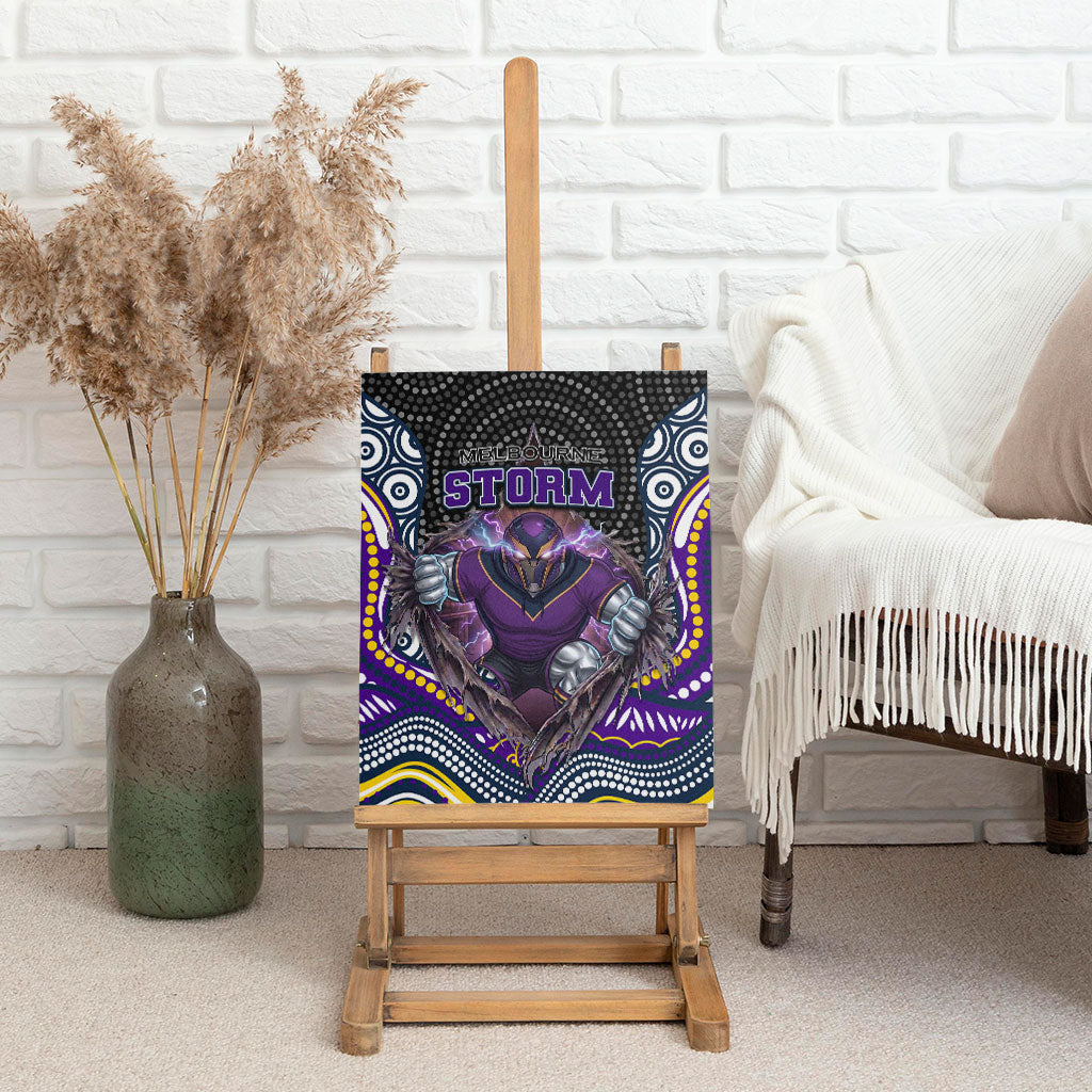 Melbourne Storm Canvas Wall Art The Scream of Lightning Eyes - Indigenous Dot Ripping Effect